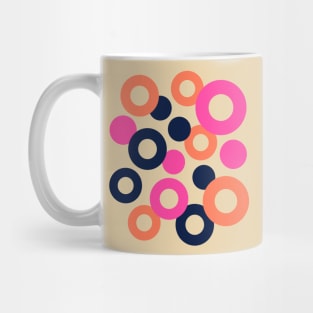 DROPS Polka Dots Rings Geometric Mid-Century Abstract in Retro Midnight Blue Orange Fuchsia Hot Pink - UnBlink Studio by Jackie Tahara Mug